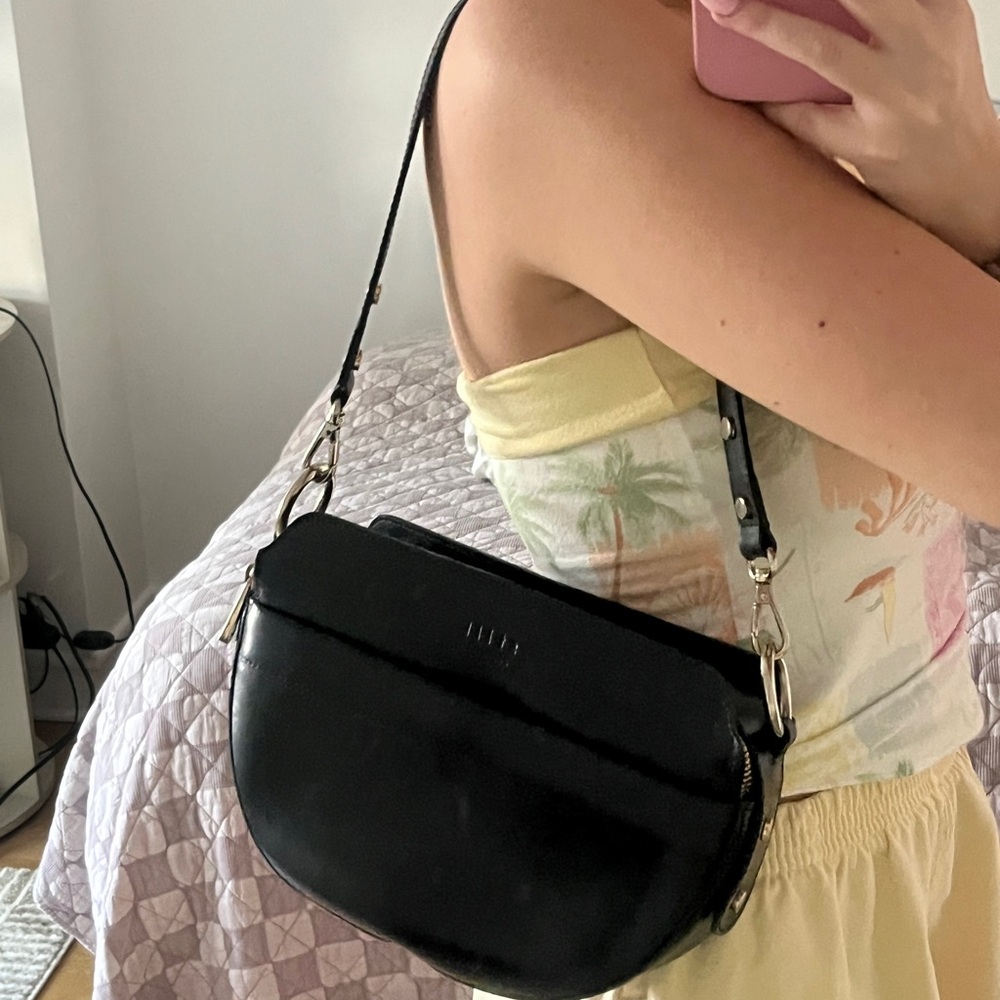 Black Leather Shoulder Bag Purse
